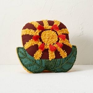 Round Flower Shaped Decorative Pillow Dark Brown